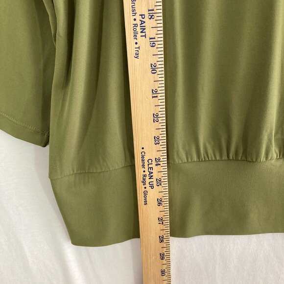 Susan Graver Top size XL Green Stretch Liquid Knit V Neck Elegant Office Work - Picture 3 of 7